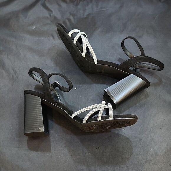 BRAND NEW GLAZE WOMEN’S BLOCK-HEEL RHINESTONES CRISS-CROSS STRAP SANDAL - Picture 9 of 16